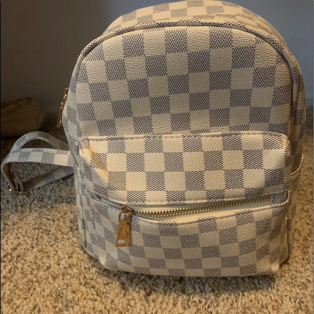 White Checkered Mini Backpack - image 1